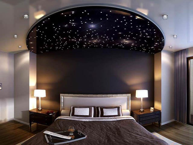 натяжной потолок звездное небо в спальне